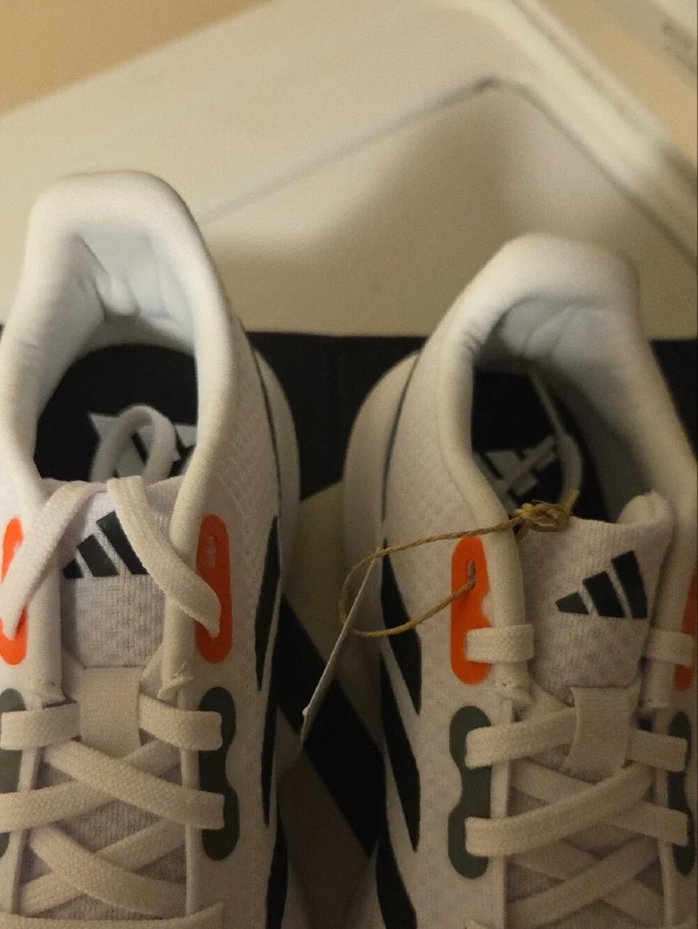 adidas Youth Runfalcon 3.0 K White Sneakers with Black Stripes and Orange Accent